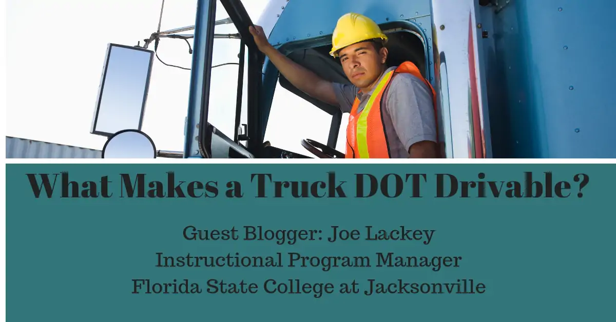 Truck driver sitting in front seat.