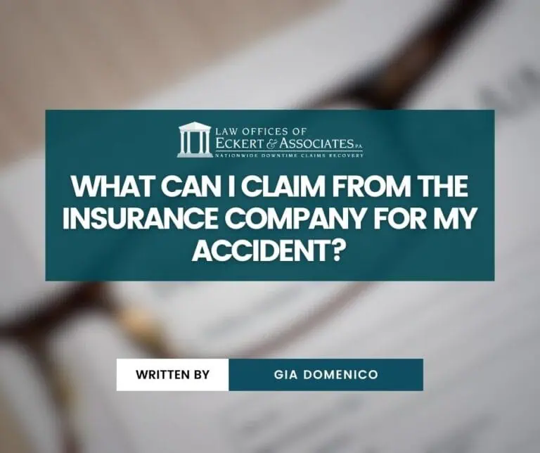 Text image: "What Can I Claim from the Insurance Company for My Accident?" Written by Gia Domenico.