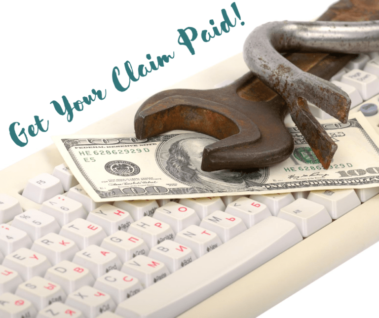 Get Your Claim Paid Image of keyboard, money and wrench