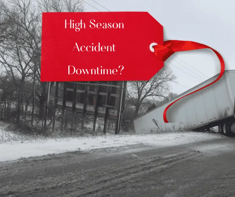 tractor trailer crashed into snow bank on the side of the road, downtime losses during high season