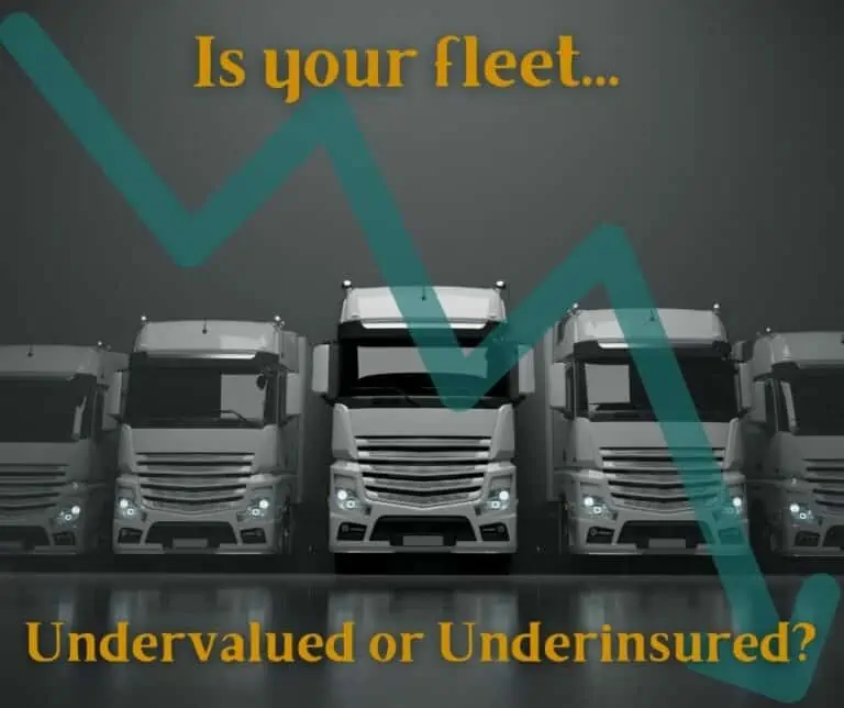 Fleet of trucks with a graph decreasing, Is your fleet undervalued or underinsured?