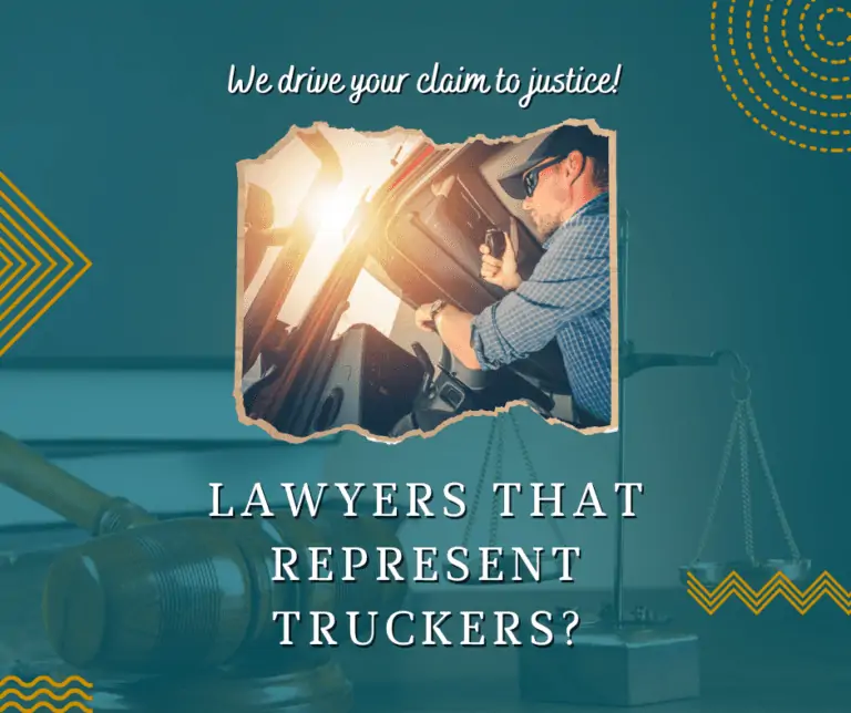 photo of trucker layered over a courtroom, lawyers that represent truckers?