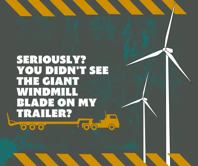 Trailer carrying windmill blades causes ruckus on the road, leading to potential downtime claims and legal complications.