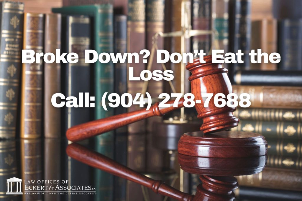 A judge's gavel rests on a sound block in front of law books, with text promoting legal help and a phone number for Eckert & Associates.